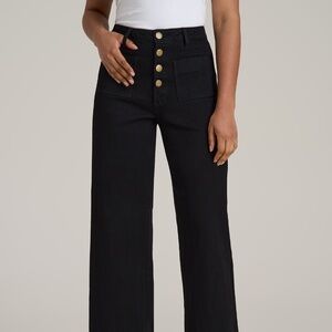 American Tall Stevie Wide Leg Patch Pocket Jeans for Tall Women in Black Size 30